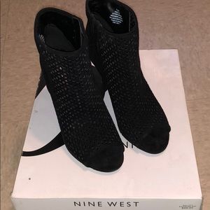 Nine West Black Suede Peep Toe Heels
